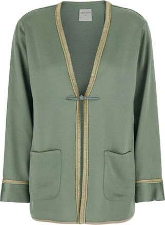 Forte_Forte Jassen, Dames, Groen, M, V-hals Toggle Jas