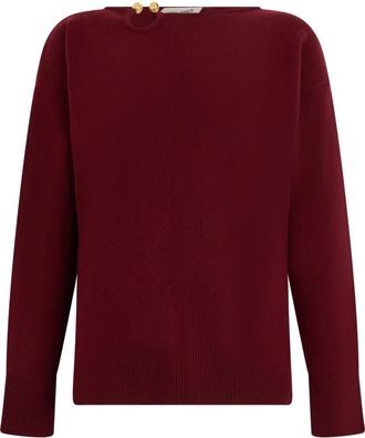 Alberta Ferretti Sweater met gouden detail - Dames - Ronde hals truien - Rood - L - Wol - Truien & Vesten