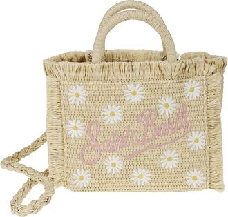 MC2 Saint Barth Handbags, female, Beige, Size: ONE SIZE Straw Vanity Bag with Strawberry Patch