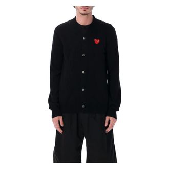 Comme Des Gar&ccedil;ons Heart-Patch Wool Cardigan - male - Comme des Gar&ccedil;ons Play - Cardigans - Black - XL - Knitwear