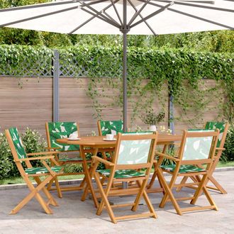 vidaXL Vidaxl - Sillas De Jard&iacute;n Reclinables 6 Uds Madera Maciza Y Tela Verde