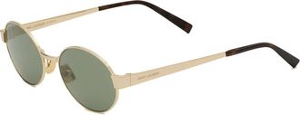 Saint Laurent Accessoires, Dames, Geel, ONE Size, Nylon, SL 692 Zonnebril met Ovaal Montuur