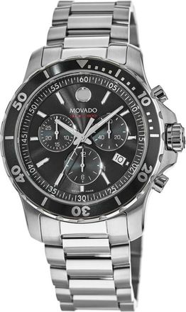 Movado Series 800 Chronograph 42mm Black Dial Stainless Steel Mens Watch 2600142