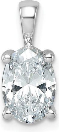 Diamond2Deal 14k White Gold 2 Ct Oval Cut Lab Grown Diamond Pendant