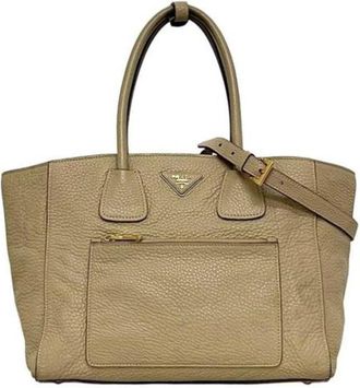 Prada Pre-owned Vintage Tote Bag - Dames - Vintage Shopper - Beige - ONE Size - Leer - Vintage