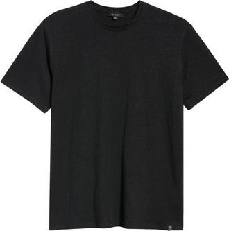 AG - Adriano Goldschmied Bryce Crewneck Stretch Linen T-Shirt in True Black at Nordstrom, Size Xx-Large