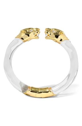 Alexis Bittar Panther Visage Lucite Hinge Cuff Bracelet in Gold/Lucite at Nordstrom