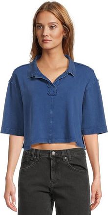 Free People Denmark Polo Womens T Shirt Bellweather Blue : MD (Womens 8-10), Cotton