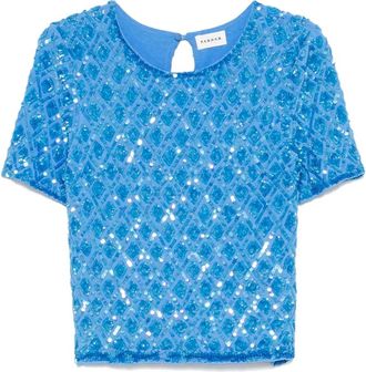 P.A.R.O.S.H. Blauwe tops voor een stijlvolle uitstraling - Dames - Blouses - Blauw - S - Overhemden