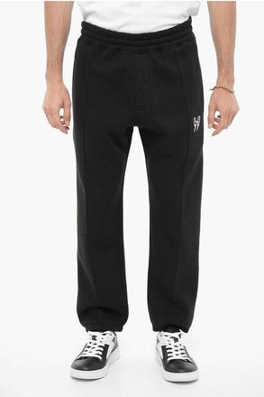 Neil Barrett Fleeced Cotton Blend Loose Fit Joggers with Thunderbolts Emb size Xxl
