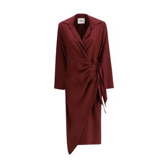 Crida Milano Bordeaux Silk Casual Womens Dress