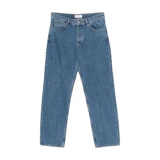 Marine Serre Wide Jeans, male, Blue, Size: S Moon Laser Denim Loose Jeans