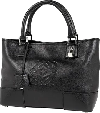 Loewe Amazona Black Leather Handbag Tote Bag (Pre-Owned)