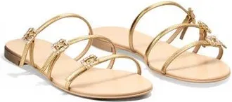 Temperley London Eclipse Leather Flat Sandals in Gold at Nordstrom, Size 11