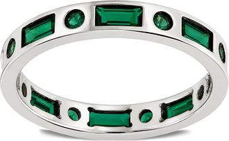 Sterling Forever Sterling Silver Emerald CZ Ethel Ring