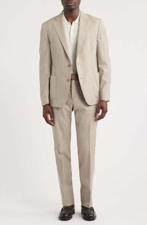 Vince Icon Relaxed Fit Tan Slub Wool & Linen Blend Suit at Nordstrom, Size 38Regular