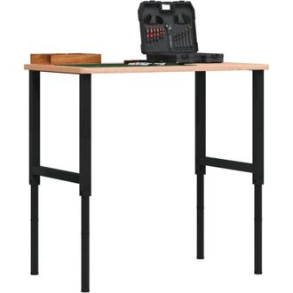 vidaXL Banco De Trabajo Rectangular Madera Maciza 100x60x(71,5-98) Cm Vidaxl
