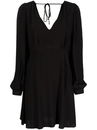 Tommy Hilfiger puff-sleeve V-neck flared dress - Black