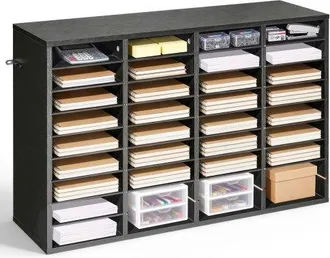 OEM Estante De Almacenamiento De Documentos 36 Compartimentos, Organizador De Archivos De Madera 95,7 X 30 X 60 Cm, Clasificador De Literatura Con Estante