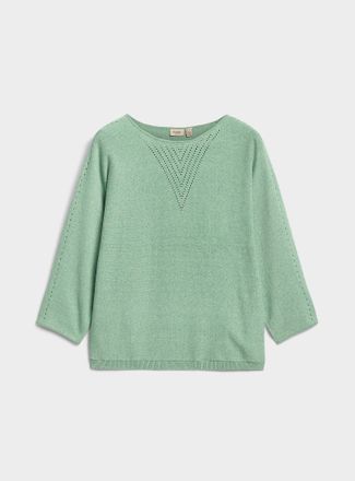 Fransa Womens Fine openwork knit 3/4 sleeve sweater