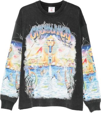 Casablanca Airbrush Icons Long Sleeve T-Shirt - Heren - T-shirts - Zwart - 2XL - Katoen - Tops