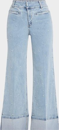 Generation Love Raquel Pearl-Embellished Cuffed Jeans