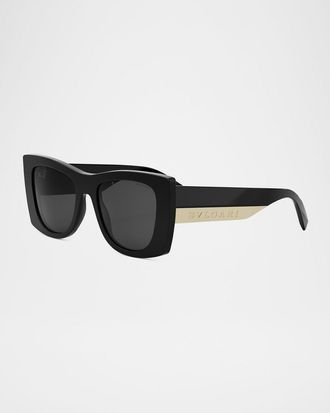 Bulgari Roma Oversized Acetate & Nylon Butterfly Sunglasses