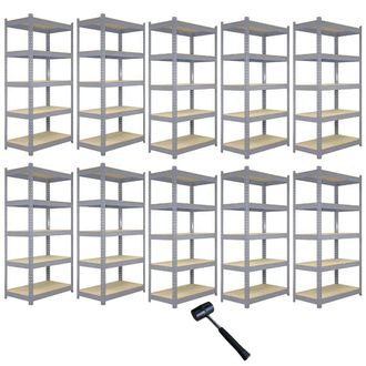 MonsterShop 10 x Q-Rax Grey Metal Racking Units 90 x 50 x 180cm | Size: 90 x 50 x 180 cm