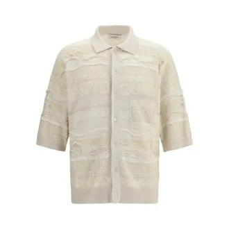 Laneus Short Sleeve Shirts, male, White, Size: M/L Cotton Polo Shirt with Classic Collar