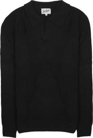 MC2 Saint Barth Grey Ribbed Knit Wool Polo Shirt