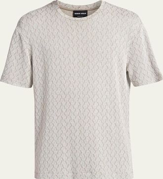 Giorgio Armani Mens Geometric Jacquard Crewneck T-Shirt