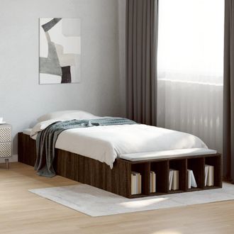 vidaXL Estructura De Cama Madera De Ingenier&iacute;a Marr&oacute;n Roble 100x200 Cm Vidaxl