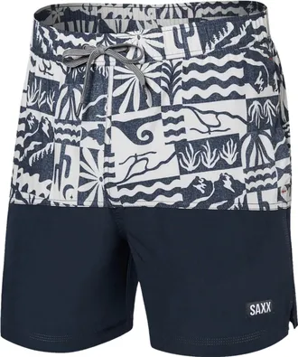 Saxx Saxx Oh Buoy Trunk Shorts Mens Black Printed 5 Inseam Swimwear JZZ912