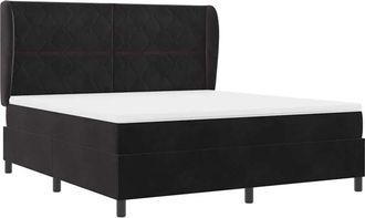 vidaXL Cama Tipo Box Spring Con Colch&oacute;n Negro 180 X 200 Cm Terciopelo Vidaxl