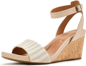 Lucky Brand Lynda Cork Wedge Sandals Womens Wedge Shoes Natural : 5.5 M, Leather