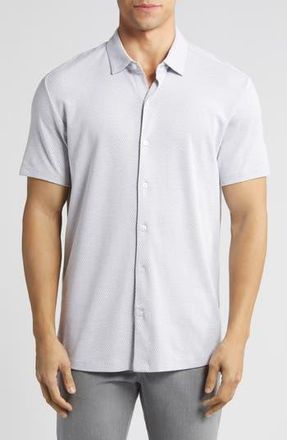 Robert Barakett Campbell Knit Short Sleeve Button-Up Shirt in Grey at Nordstrom Rack, Size X-Large