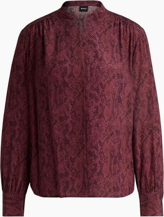HUGO BOSS Womens Notched Neck Band Collar Long Sleeve Blouse - Open Miscellans - Size: 12