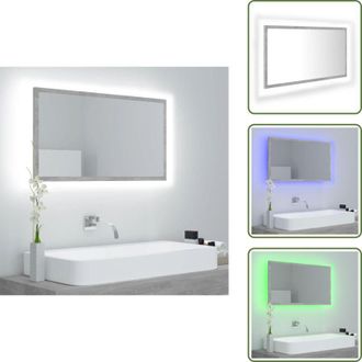 vidaXL The Living Store Specchio da Bagno a LED Grigio 80x8,5x37 cm in Acrilico - Specchio LED