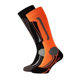 Falcon skisokken Victor oranje/zwart set van 2