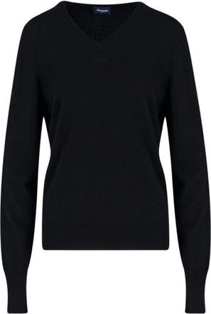 Drumohr V-Neck Sweater In Cashmere Black Maxi