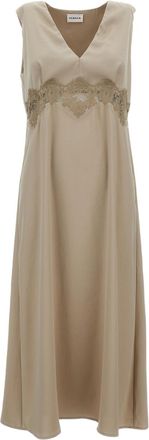 P.A.R.O.S.H. Sleeveless Midi Dress With V-Neckline And Lace Insert
