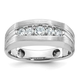 Diamond2Deal 14k White Gold Lab Grown Diamond 5-Stone Band Ring 1/2Ct Clarity- VS Color- G-H