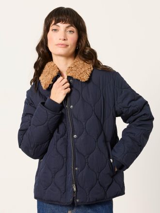 Fat Face FatFace Cumbria Navy Petite Removable Collar Quilted Jacket