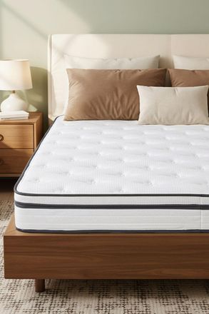 Living and Home Quilted Hybrid Mattress for Long-Lasting Comfort & Support in White | Size: Double