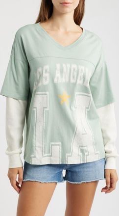 Vinyl Icons LA Graphic 2-Piece Look T-Shirt in Olive at Nordstrom, Size X-Small