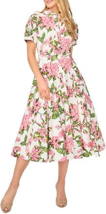 Ted Baker Violet Floral Cotton Midi Shirtdress in Pink Drink at Nordstrom, Size 4