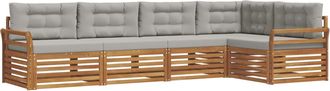 vidaXL Conjunto De Sof&aacute;s De Exterior 5 Uds. Gris Natural Y Claro Vidaxl