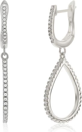 Suzy Levian Cubic Zirconia Drop Huggie Hoop Earrings in Silver at Nordstrom Rack