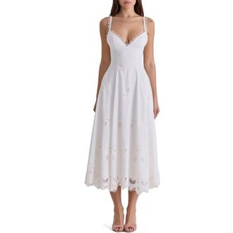 House of CB Tatiana Broderie Midi Dress in White at Nordstrom, Size X-Small A