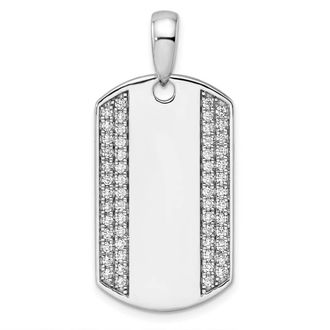 Diamond2Deal 14K Gold Lab Grown Diamond Dog Tag Pendant (0.75ct, VS, D-E)